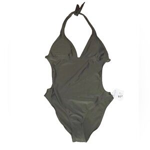 NWT Body Glove One Piece Backless Halter Swimsuit in Olive Green Size Medium